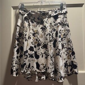 A.L.C. Black and Cream Floral Skater Skirt